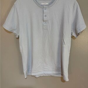 ASH & ERIE Light Blue Henley Tee Sz M
